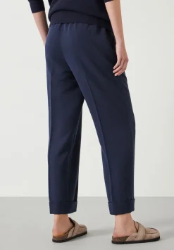 hush Trousers|Slim Pull On Suit Trousers Navy