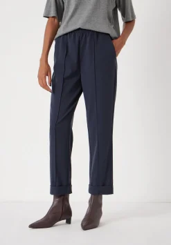 hush Trousers|Slim Pull On Tailored Trousers Navy