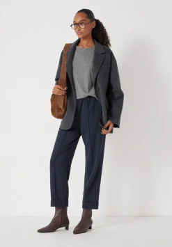 hush Trousers|Slim Pull On Tailored Trousers Navy