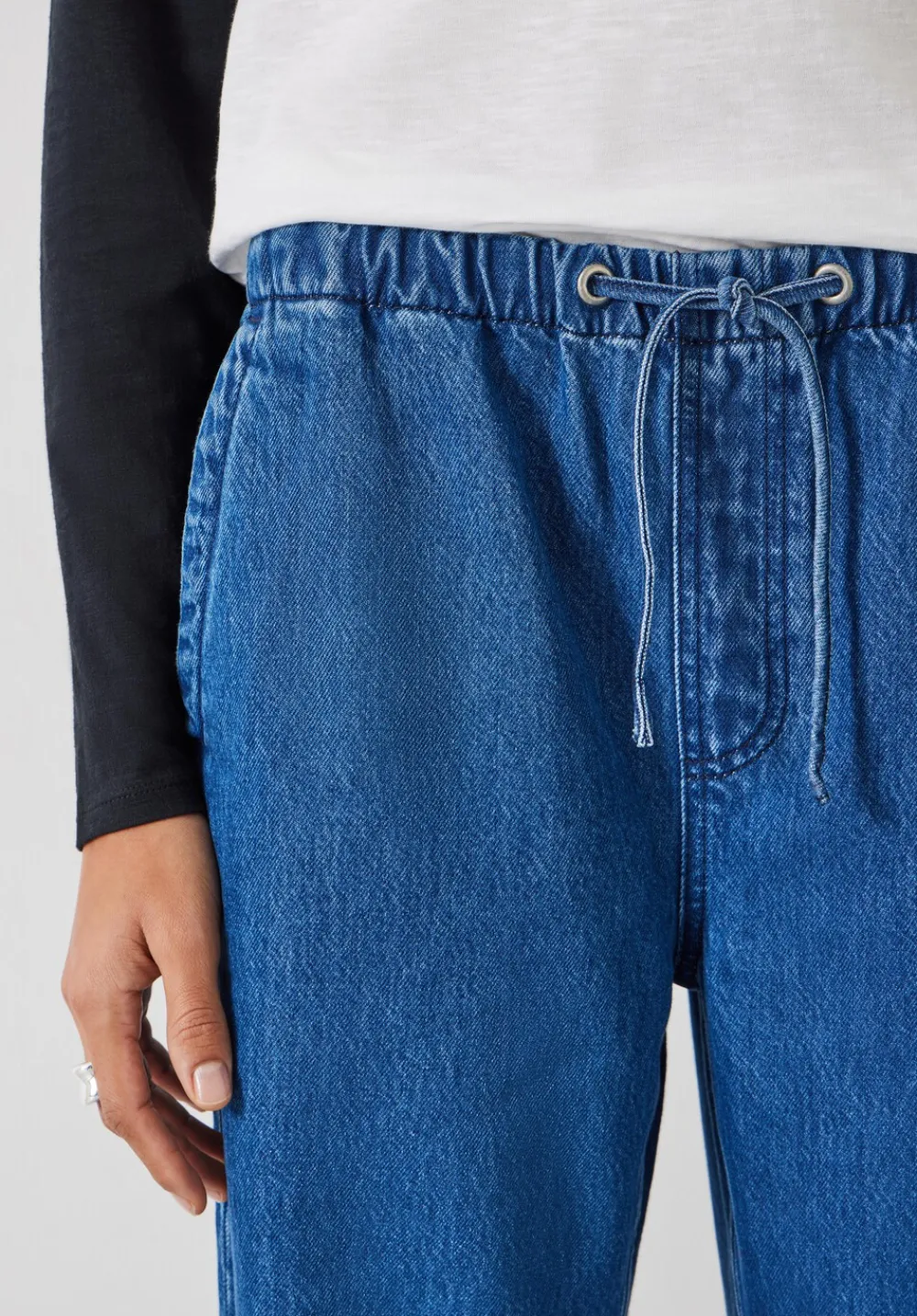 hush Jeans|Slouchy Tie Waist Jeans Blue Denim