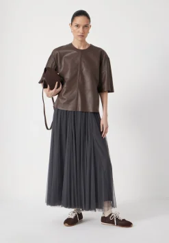 hush Tops & T-Shirts|Soft Leather T-shirt Brown