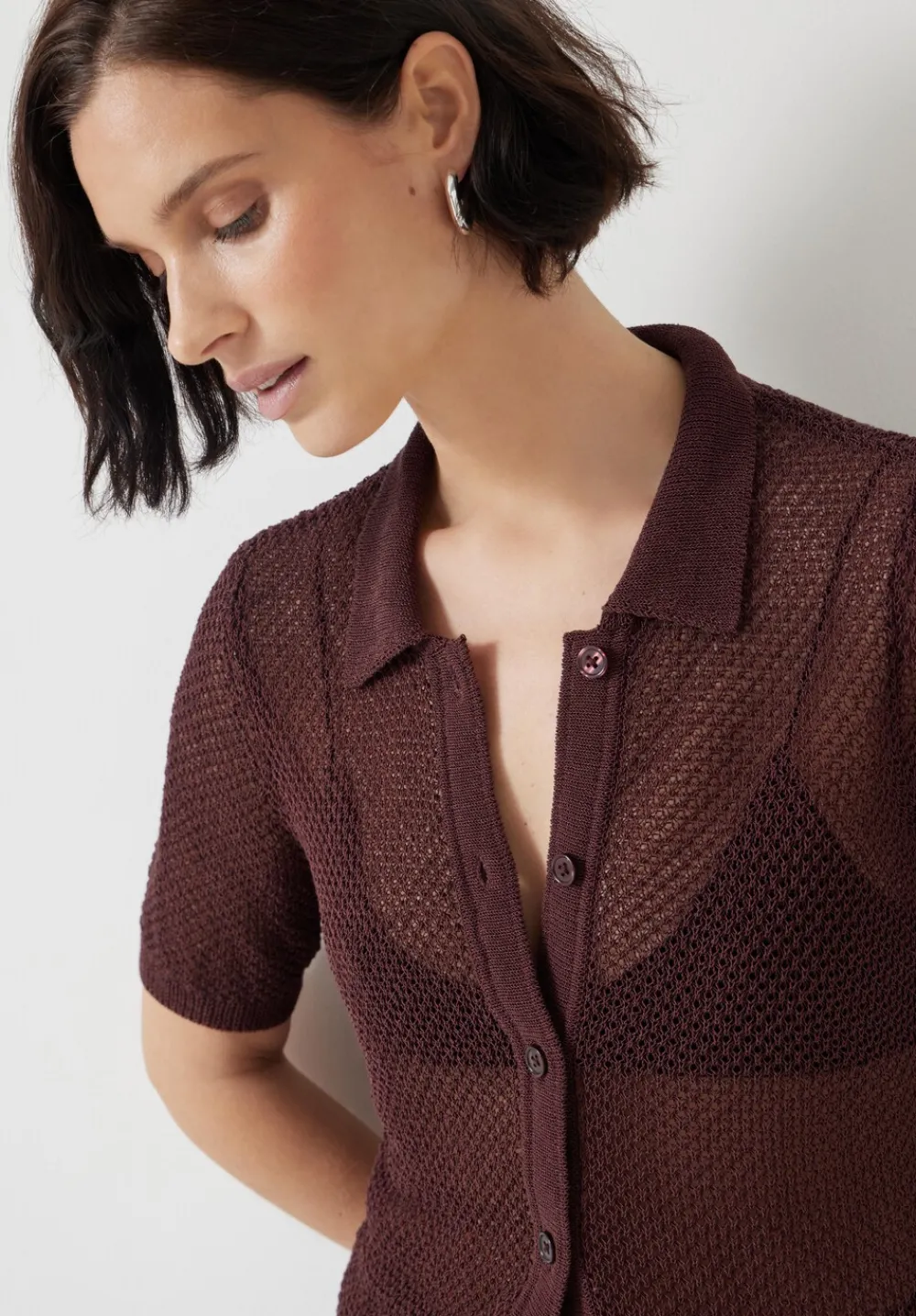 hush Tops & T-Shirts|Jumpers & Cardigans|Soft Mesh Knitted Top Fudge Brown