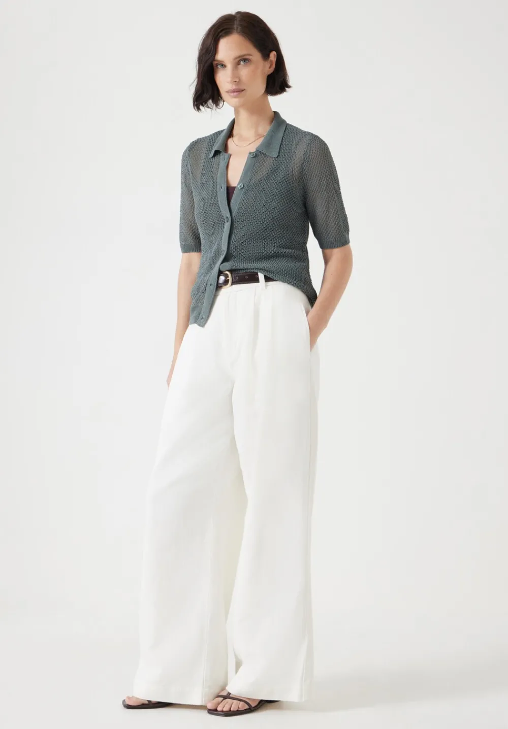 hush Tops & T-Shirts|Jumpers & Cardigans|Soft Mesh Knitted Top Sage Green
