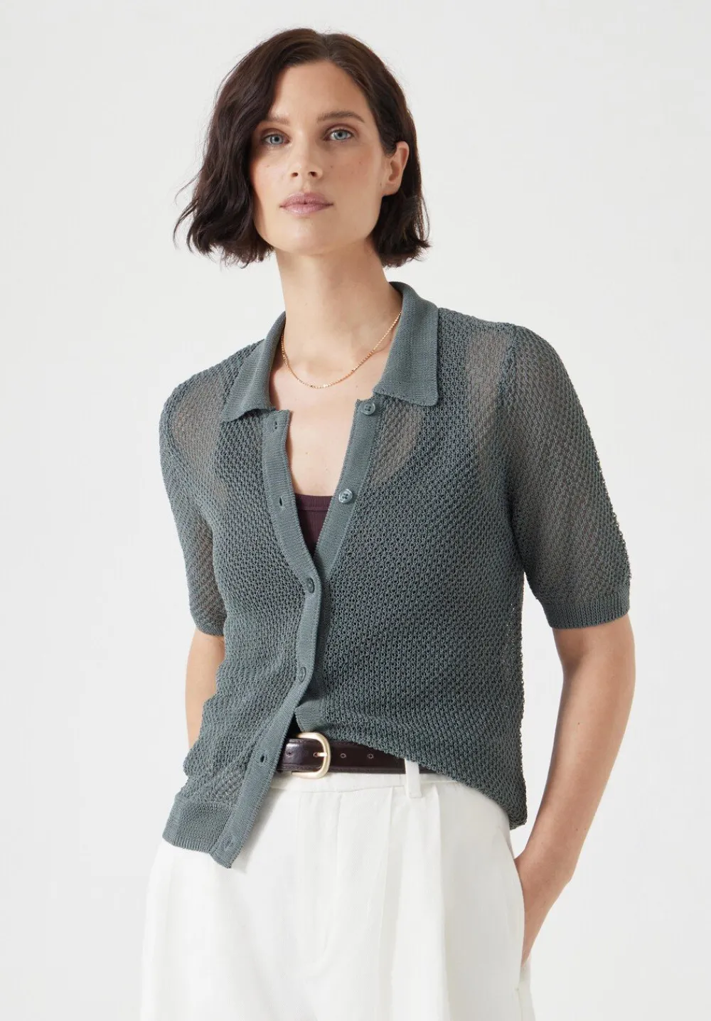 hush Tops & T-Shirts|Jumpers & Cardigans|Soft Mesh Knitted Top Sage Green