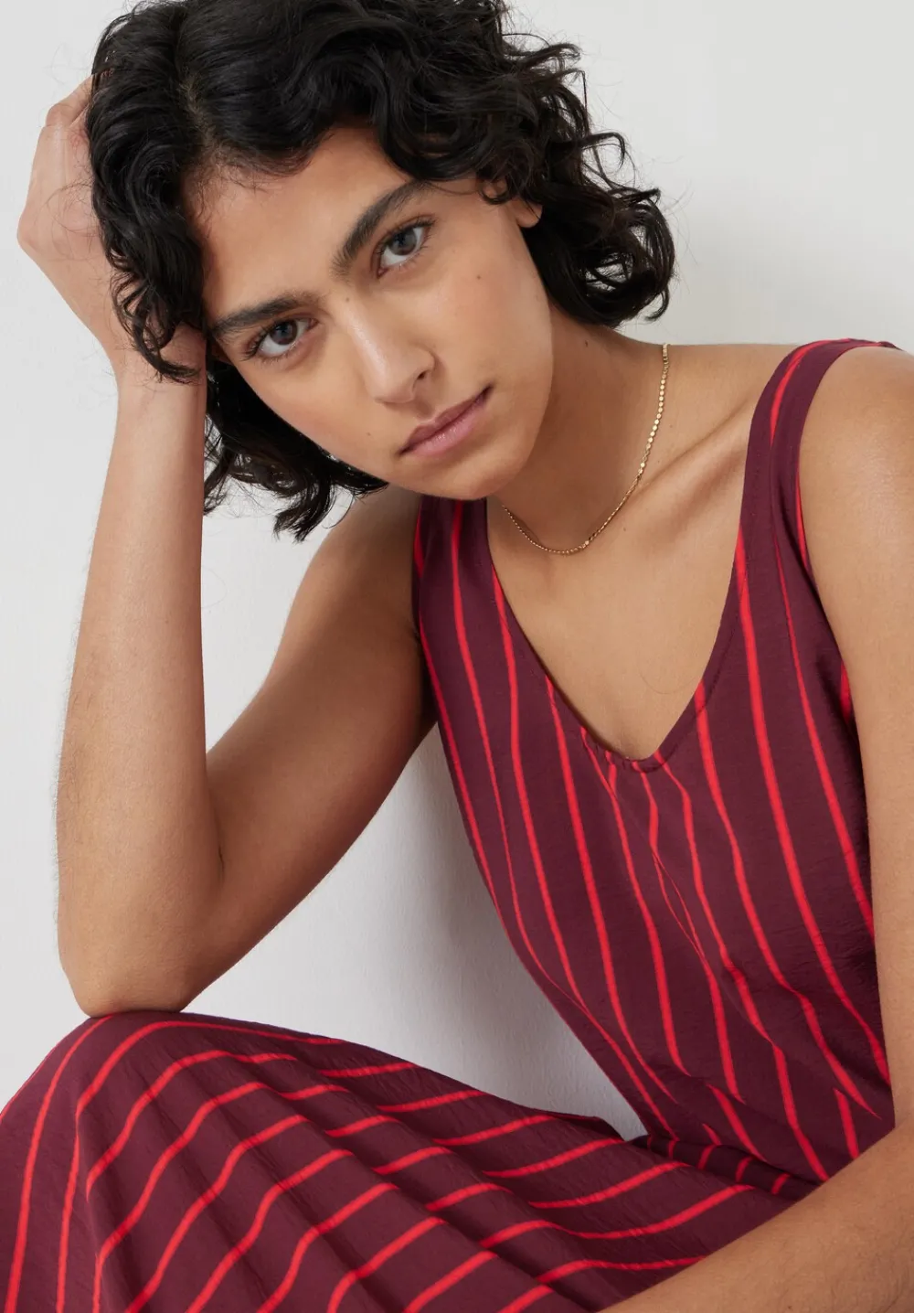 hush Dresses|Sophie Air Flow Scoop Neck Maxi Dress Maroon & Red Stripe