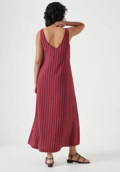 hush Dresses|Sophie Air Flow Scoop Neck Maxi Dress Maroon & Red Stripe