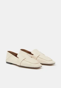 hush Flats|Sora Square-Toe Suede Loafers Off White