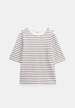 hush Tops & T-Shirts|Sora Striped Relaxed T-Shirt Off White / Raisin Brown