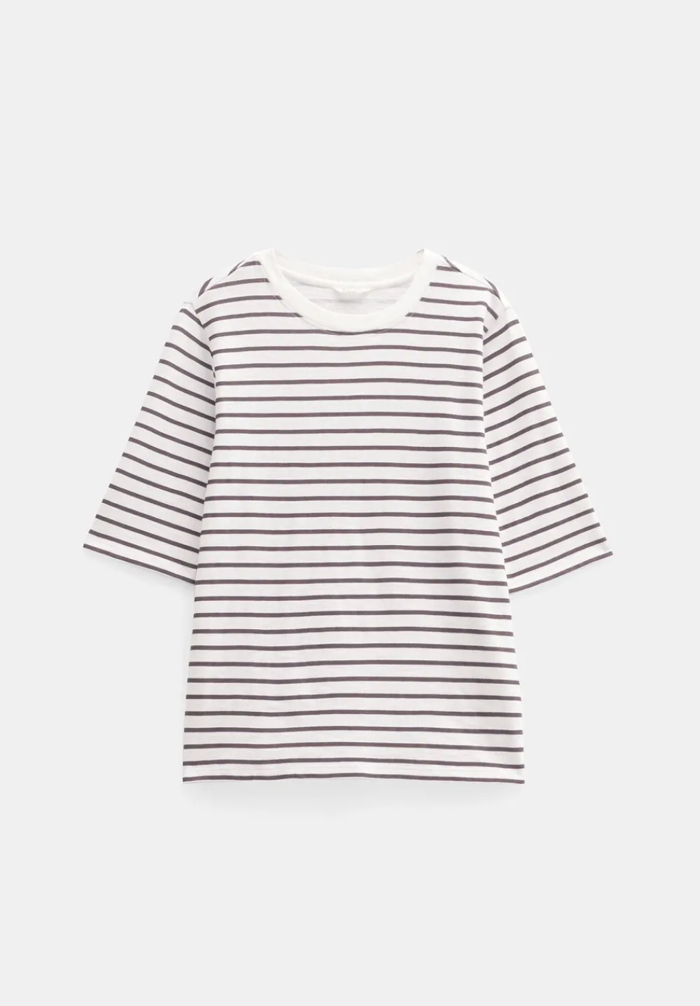 hush Tops & T-Shirts|Sora Striped Relaxed T-Shirt Off White / Raisin Brown