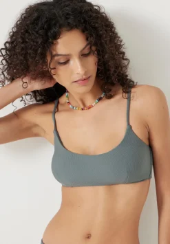 hush Swimwear & Beachwear|Square Neck Texture Bikini Top Sage Green