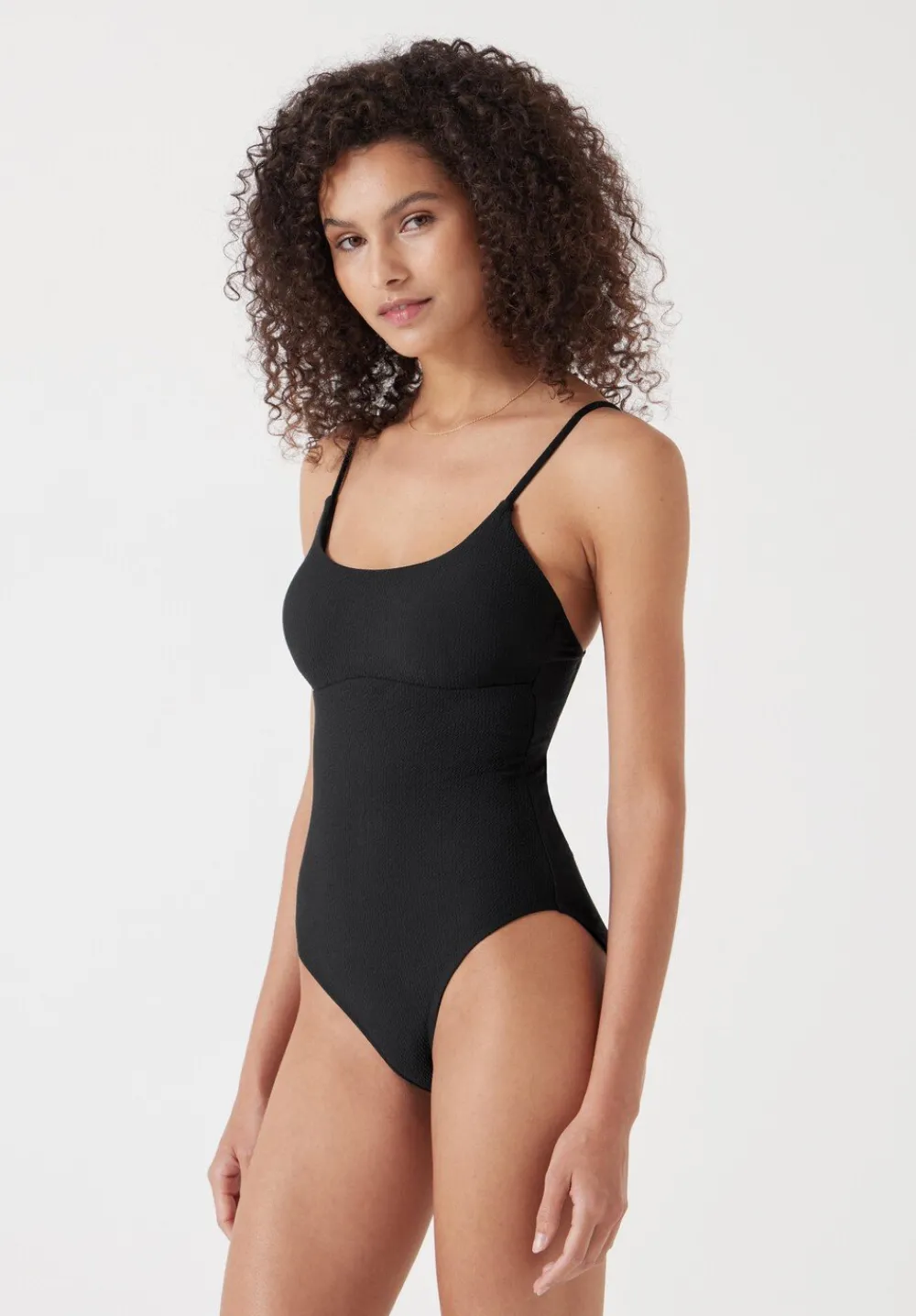 hush Swimwear & Beachwear|Square Neck Texture Swimsuit Black