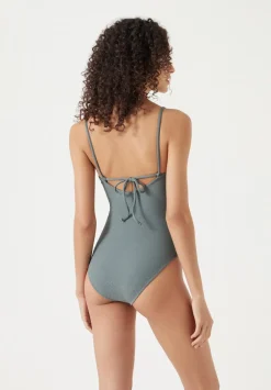 hush Swimwear & Beachwear|Square Neck Texture Swimsuit Sage Green