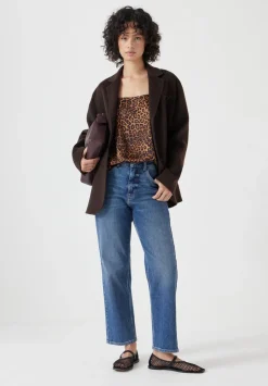 hush Tops & T-Shirts|Jeans|Square Neckline Tank Top Brown Leopard Print