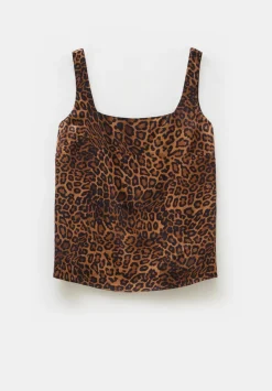 hush Tops & T-Shirts|Jeans|Square Neckline Tank Top Brown Leopard Print