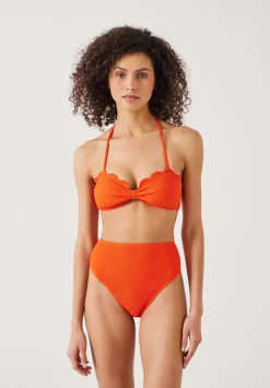 hush Swimwear & Beachwear|Stella Scallop Crinkle Bandeau Bikini Top Orange