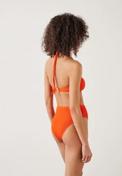 hush Swimwear & Beachwear|Stella Scallop Crinkle Bandeau Bikini Top Orange