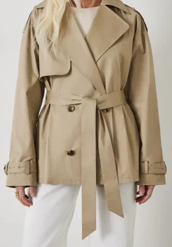 hush Jackets & Coats|Stella Short Trench Jacket Stone