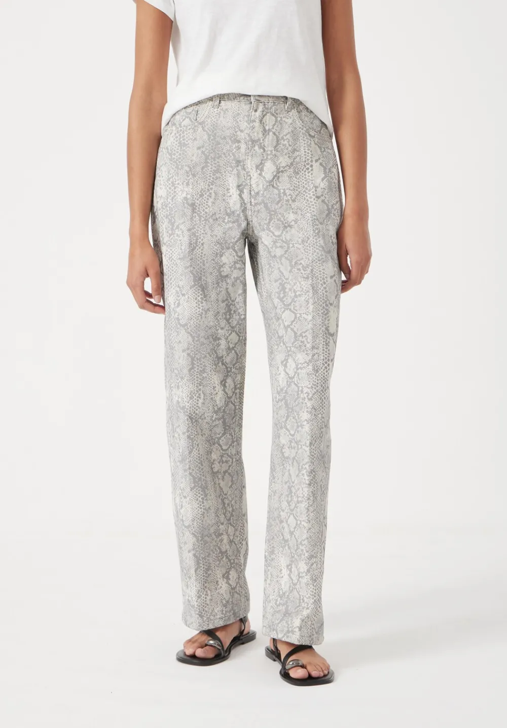 hush Jeans|Straight Leg Printed Jeans Snake Grey
