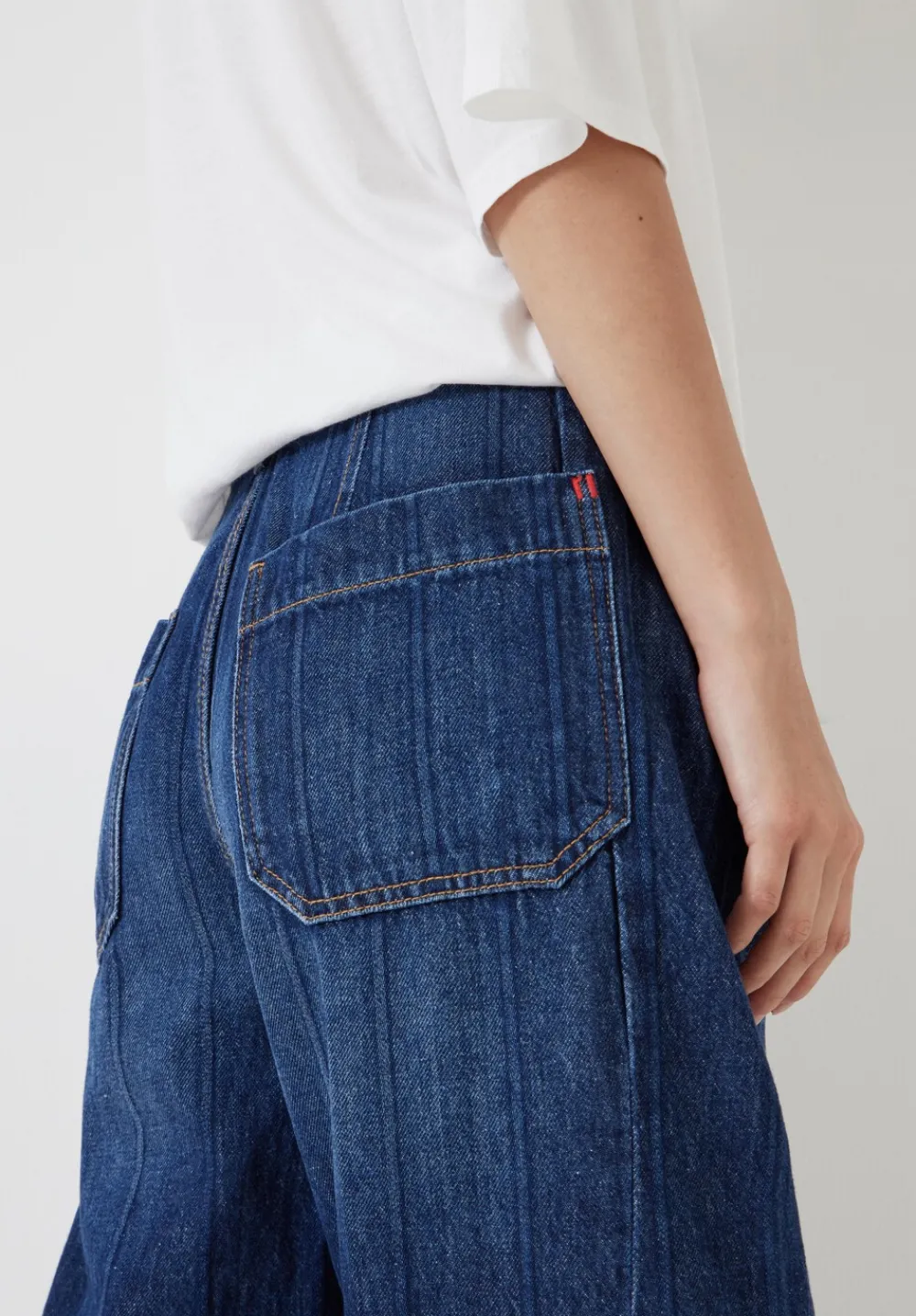 hush Jeans|Stripe Barrel Leg Jeans Dark Blue Wash