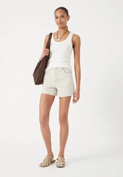 hush Shorts|Stripe Denim Shorts Ecru Black Stripe