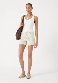 hush Shorts|Stripe Denim Shorts Ecru Black Stripe