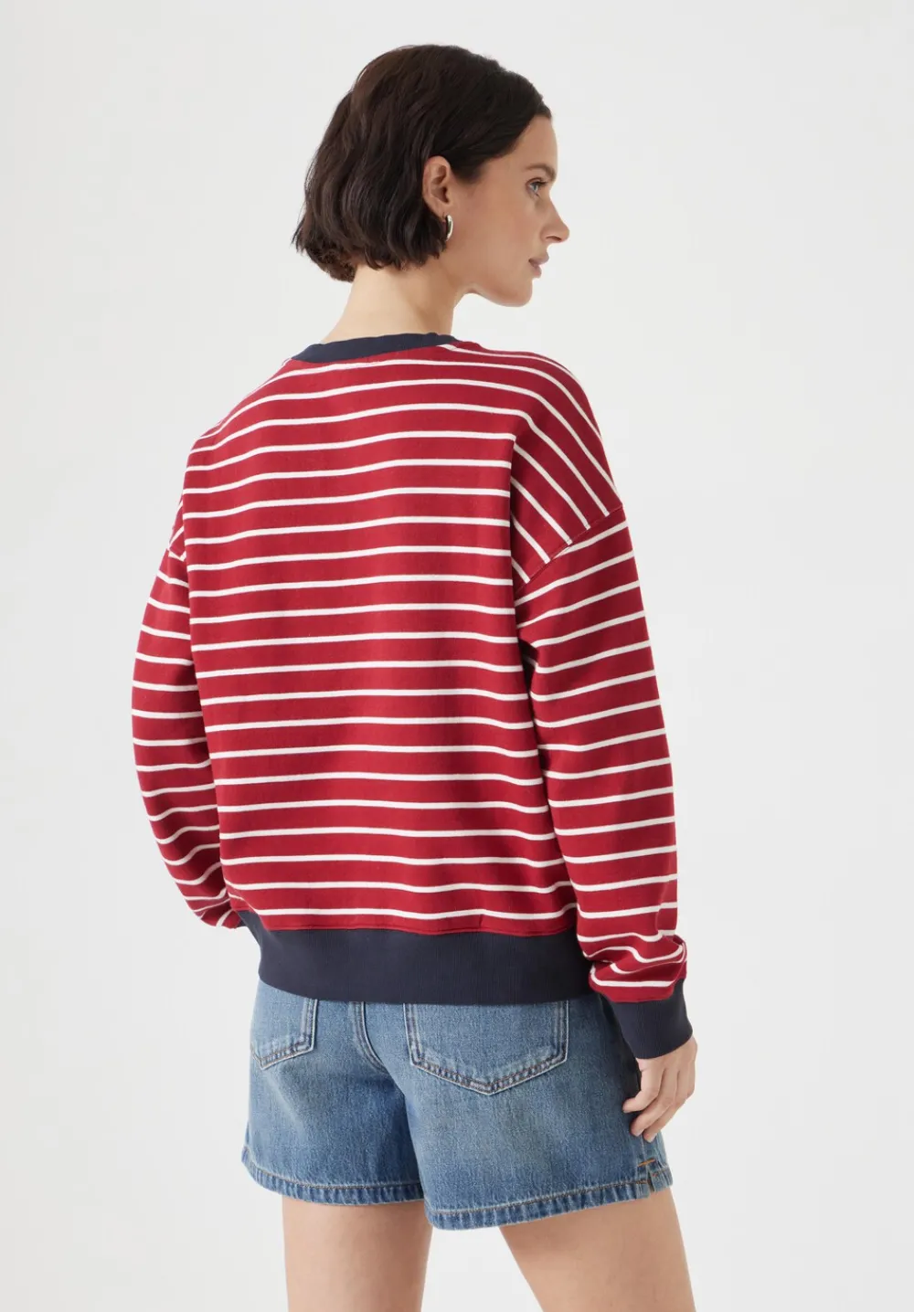 hush Sweatshirts & Hoodies|Stripe Sweatshirt Off White / Bright Red