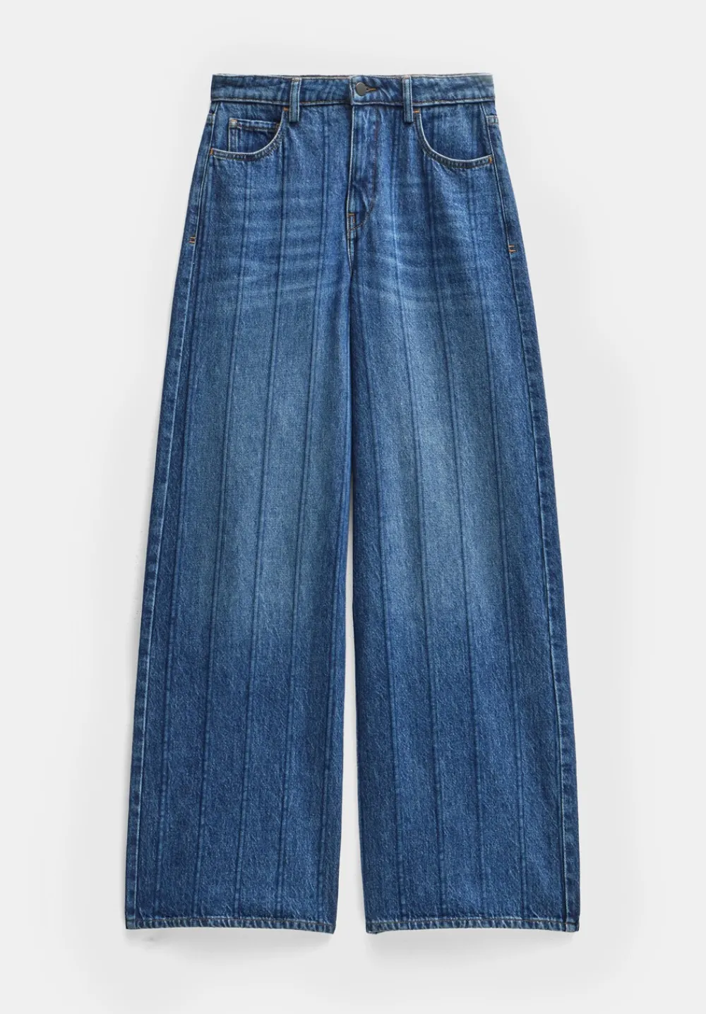 hush Jeans|Stripe Wide Leg Jean Mid Blue Authentic