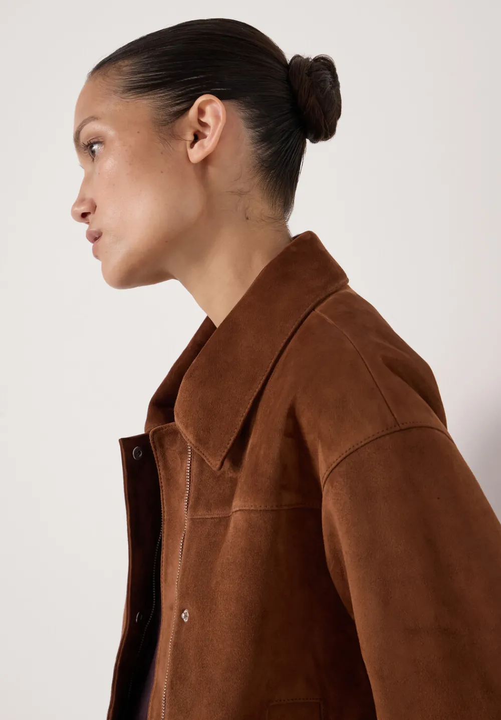hush Jackets & Coats|Suede Bomber Jacket Toffee Brown