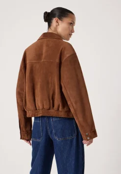 hush Jackets & Coats|Suede Bomber Jacket Toffee Brown