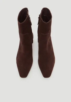 hush Heels|Boots|Suede Square-Toe Boots Dark Brown