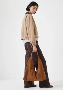 hush Bags|Suede Tote Bag Tan Brown