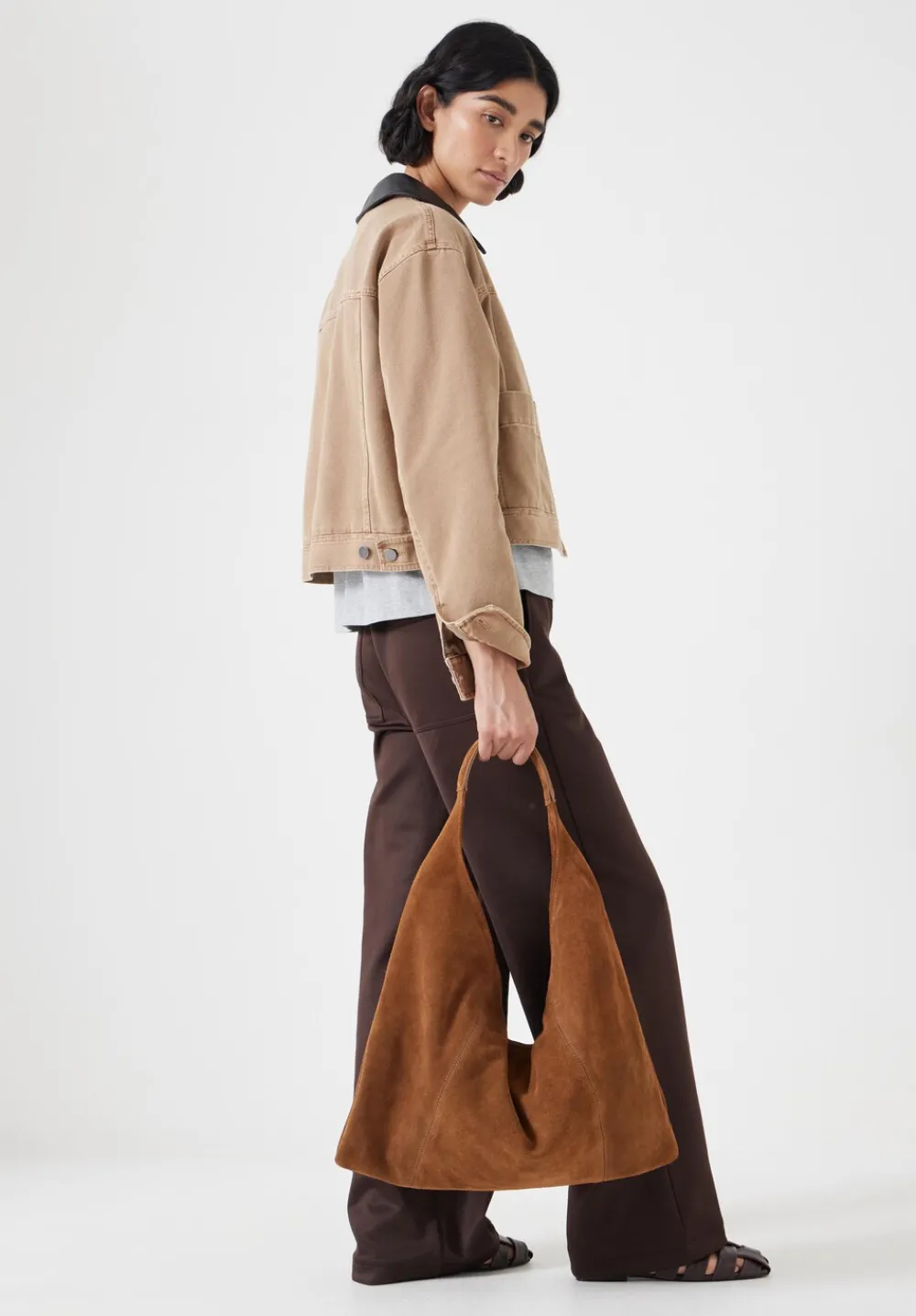 hush Bags|Suede Tote Bag Tan Brown