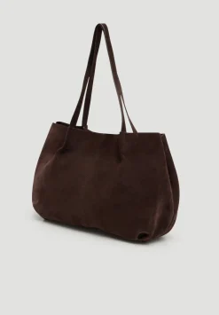 hush Bags|Suede Wing Tote Bag Dark Brown