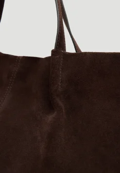 hush Bags|Suede Wing Tote Bag Dark Brown