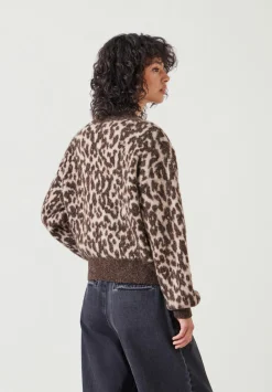 hush Jumpers & Cardigans|Susie Brushed Animal Bomber Jacket Chocolate Brown Mix