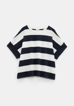hush Tops & T-Shirts|Sutton Stripe Boxy T-Shirt White