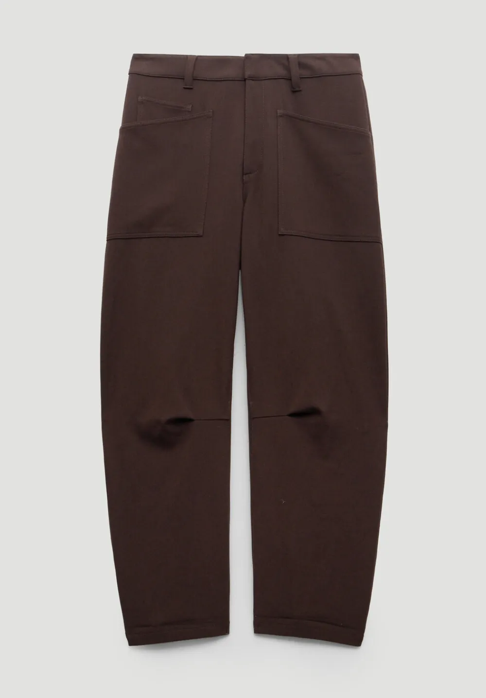 hush Trousers|Tailored Cordi Barrel Leg Trousers Dark Brown