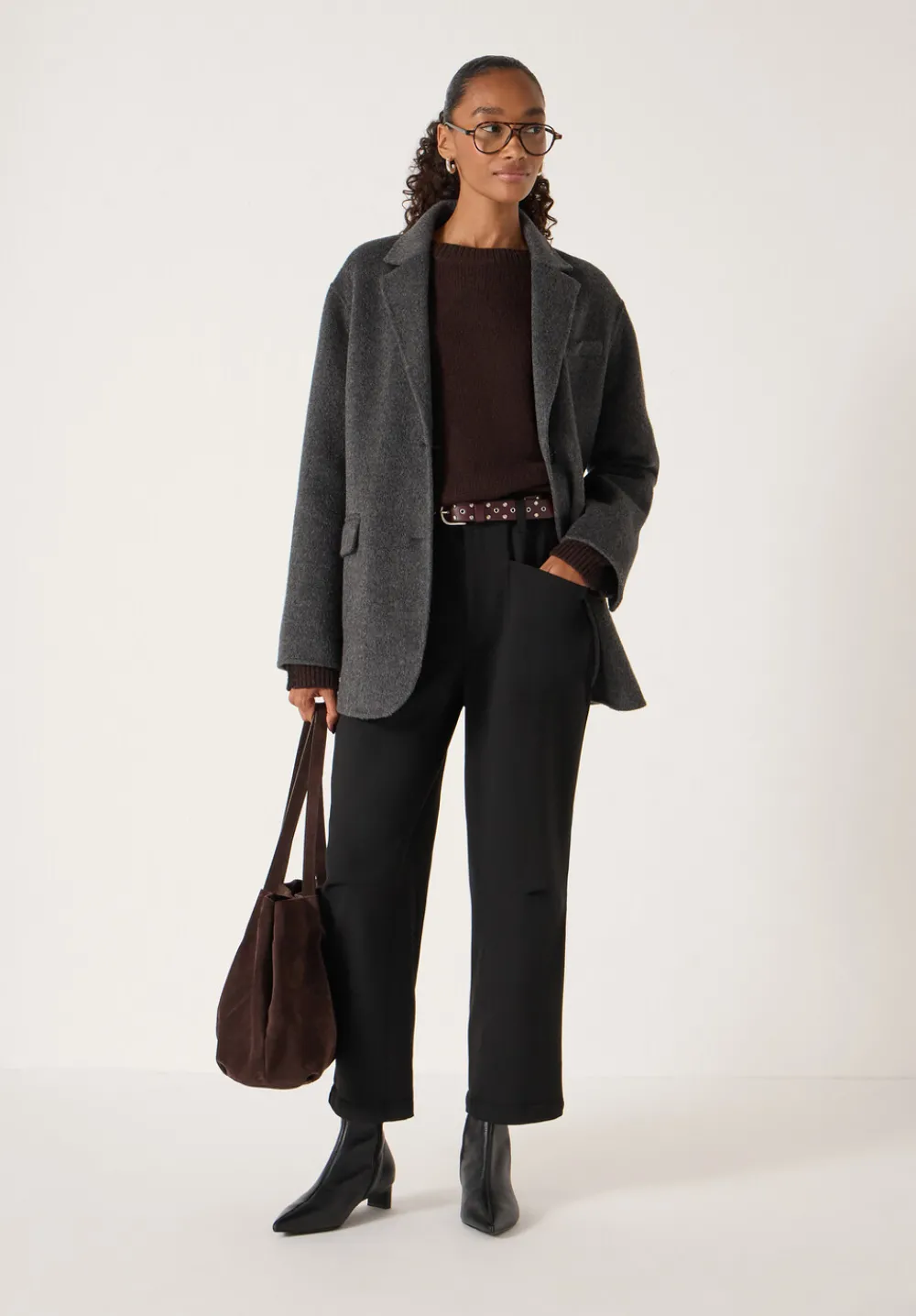 hush Trousers|Tailored Cordi Barrel Leg Trousers Black