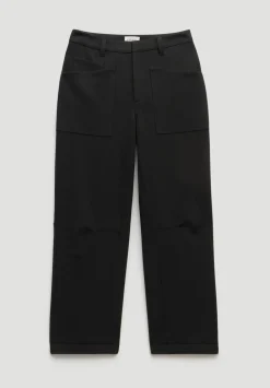 hush Trousers|Tailored Cordi Barrel Leg Trousers Black