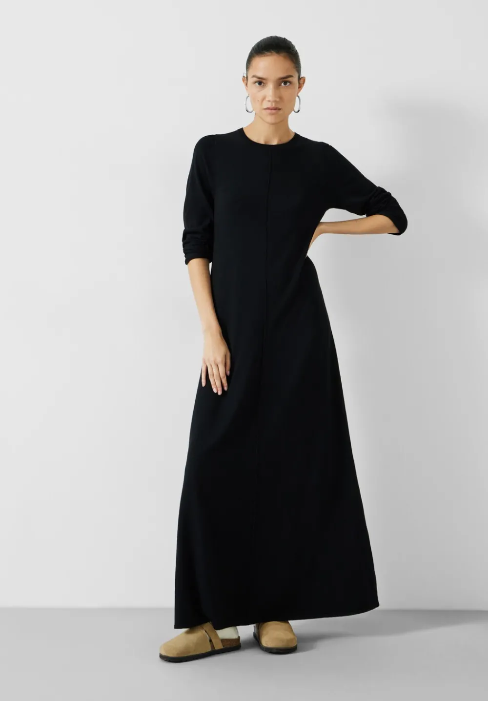 hush Dresses|Talen Long Sleeved Knitted Maxi Dress Black