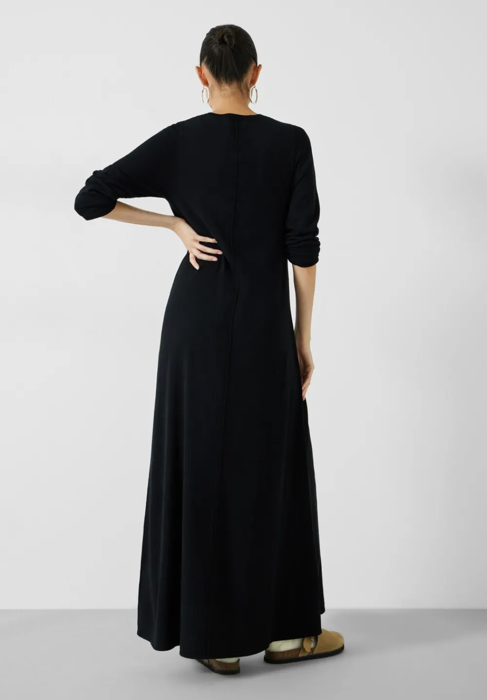 hush Dresses|Talen Long Sleeved Knitted Maxi Dress Black