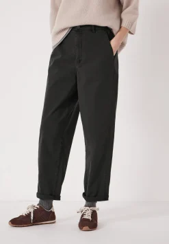 hush Trousers|Tapered Leg Casual Trousers Washed Black