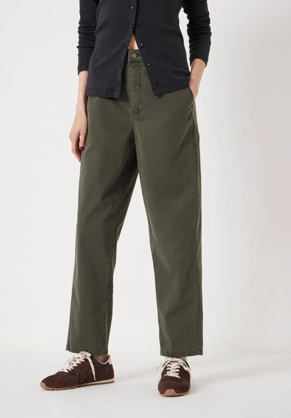 hush Trousers|Tapered Leg Casual Trousers Grey Green