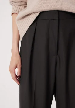 hush Trousers|Tapered Leg Wool Blend Trousers Black