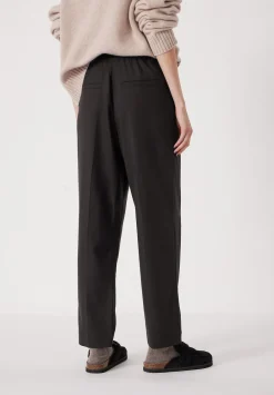 hush Trousers|Tapered Leg Wool Blend Trousers Black