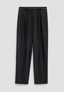 hush Trousers|Tapered Leg Wool Blend Trousers Black