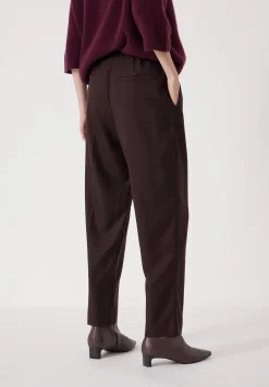 hush Trousers|Tapered Leg Wool Blend Trousers Burgundy Purple
