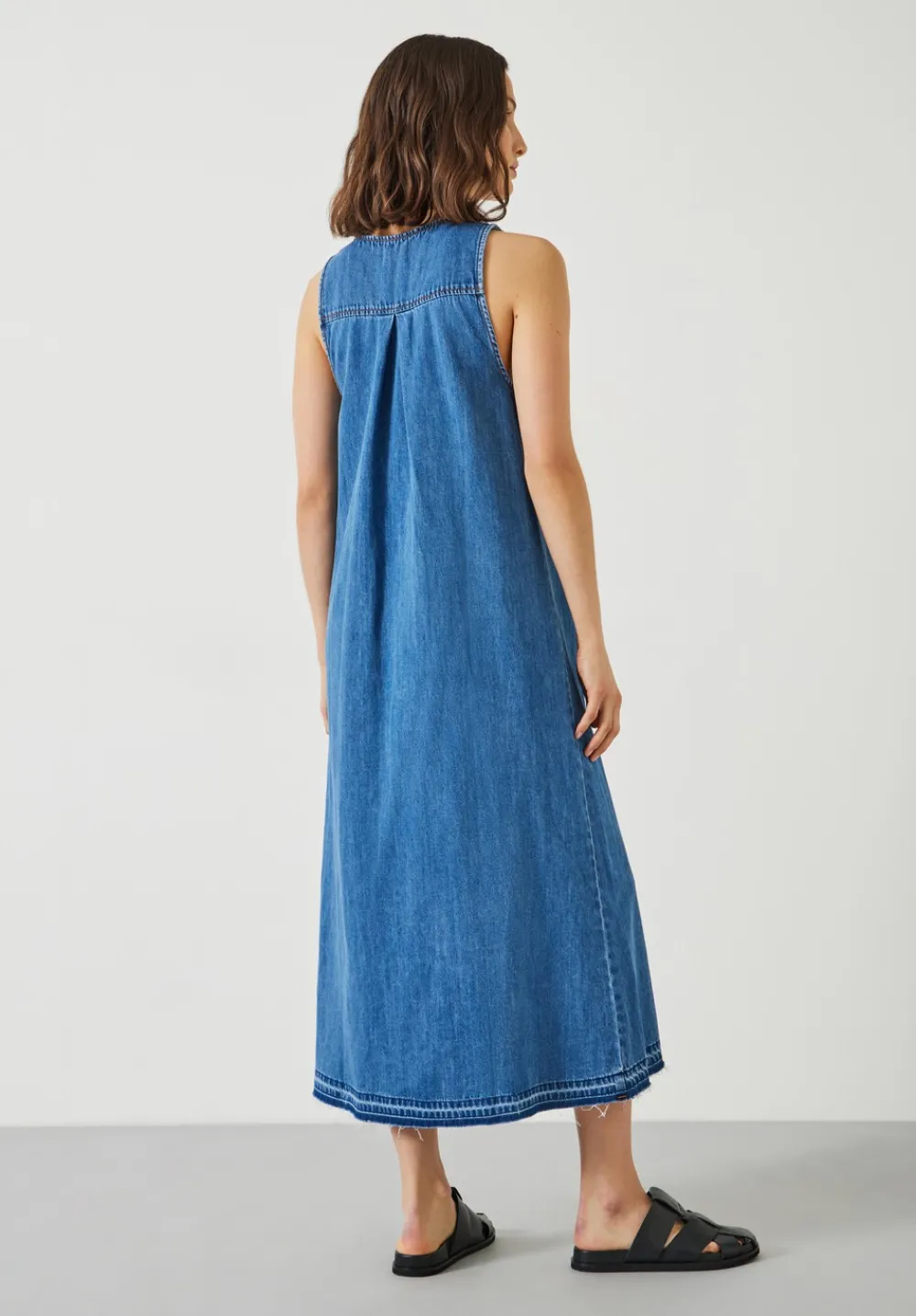 hush Dresses|Tatum Denim Maxi Dress Mid Authentic Wash Denim