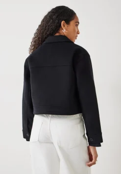 hush Jackets & Coats|Taylah Relaxed Cropped Wool Jacket Black