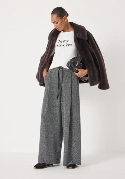 hush Joggers & Leggings|Trousers|Taylor Metallic Wide Leg Trouser Silver Metallic